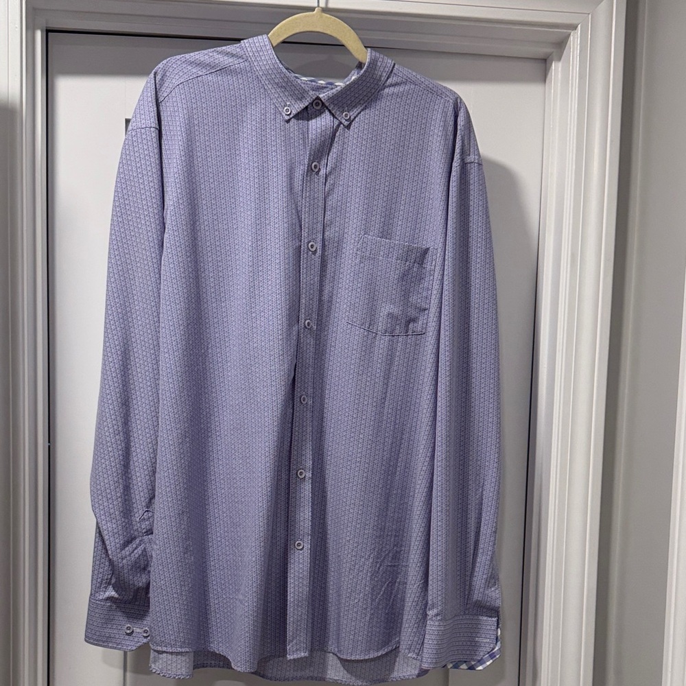Johnston & Murphy Light Purple Micro-Pattern Button-Down Dress Shirt